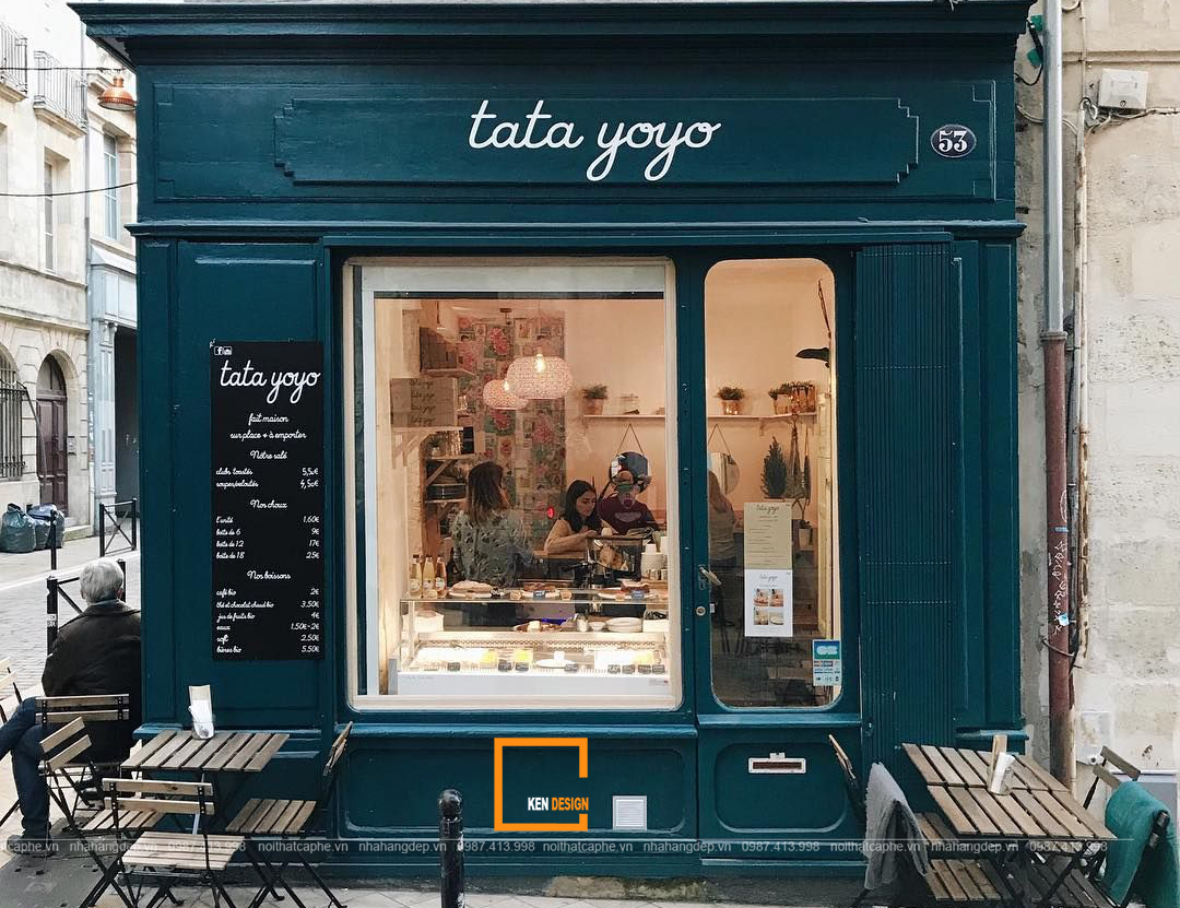 thiết kế mặt tiền quán cafe kiểu Pháp